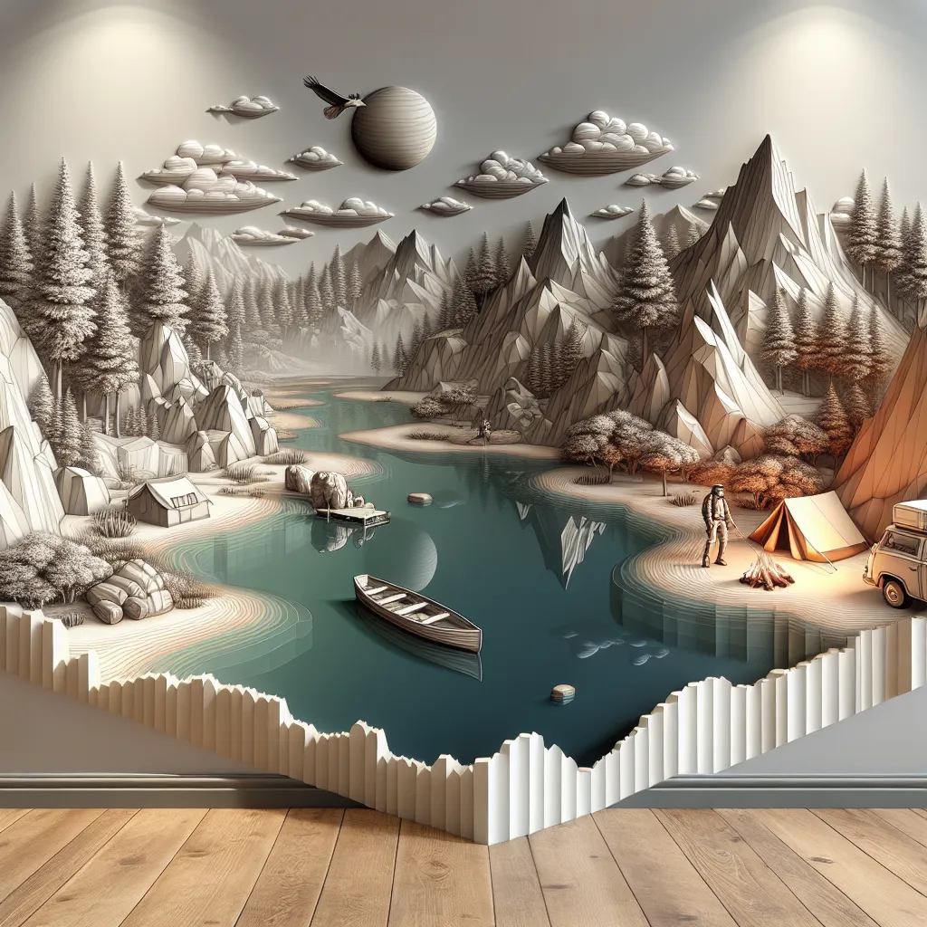 Odkryj nowe perspektywy: Tapeta 3D na ścianę – idealny dodatek do kempingu i podróży!