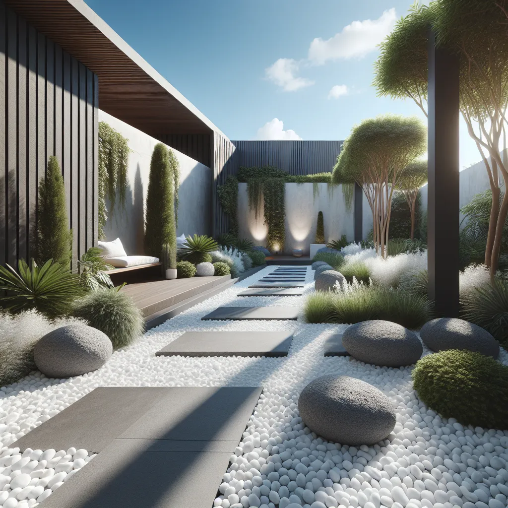 Białe otoczaki i kora antracytowa – nowoczesne akcenty dla Twojego ogrodu